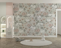 Sleeping Woodland Sage Green Wallpaper