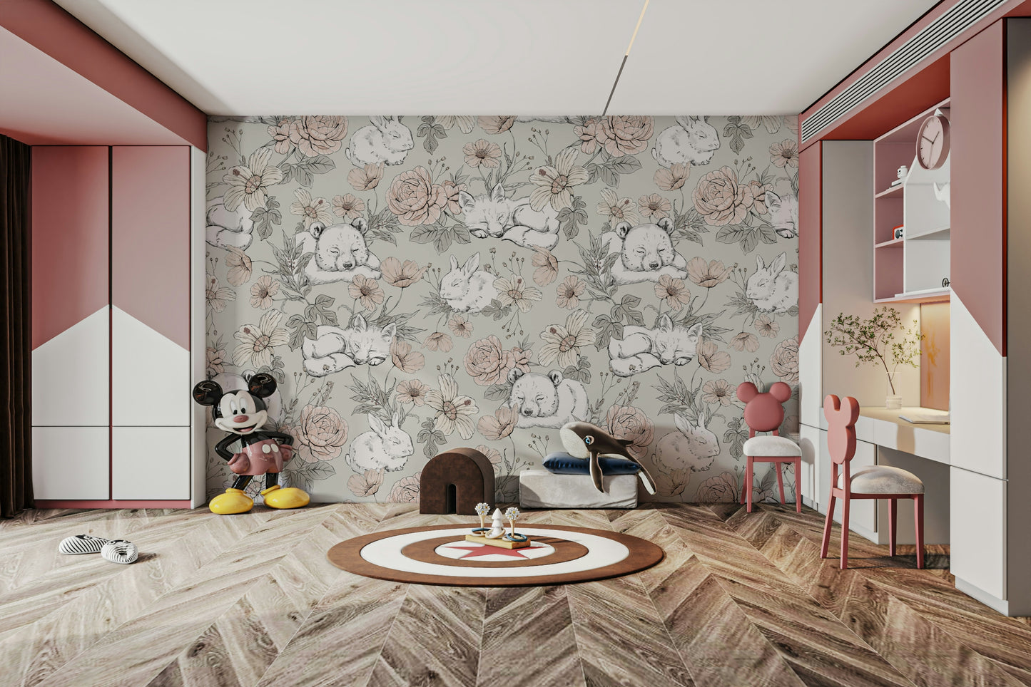 Sleeping Woodland Sage Green Wallpaper