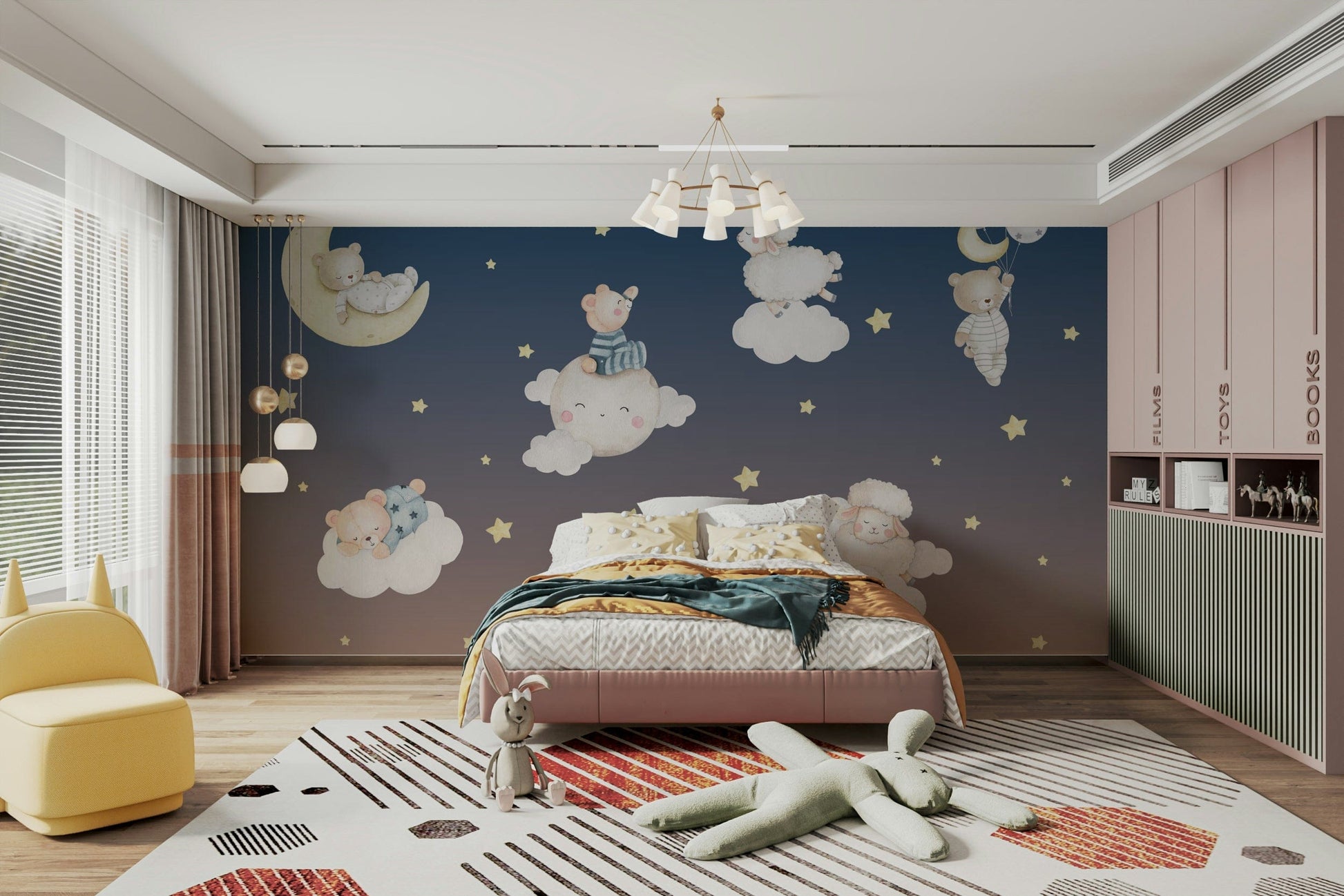 The colors are soft and gentle, with pale blues, grays, and whites.

