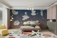 The colors are soft and gentle, with pale blues, grays, and whites.

