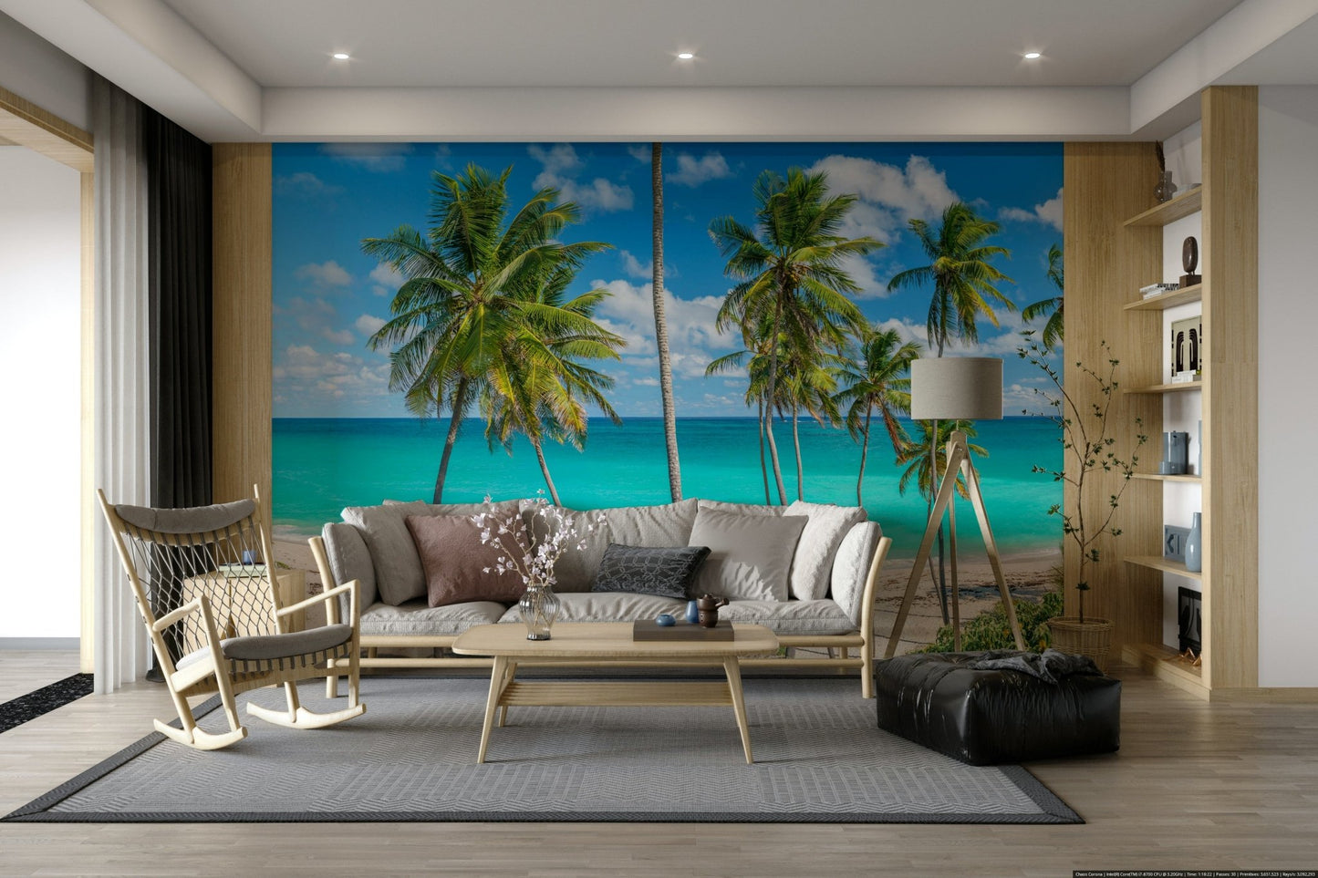 Full view of the wide panoramic mural.

