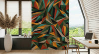 A calming abstract design wallpaper mural that defines a space.