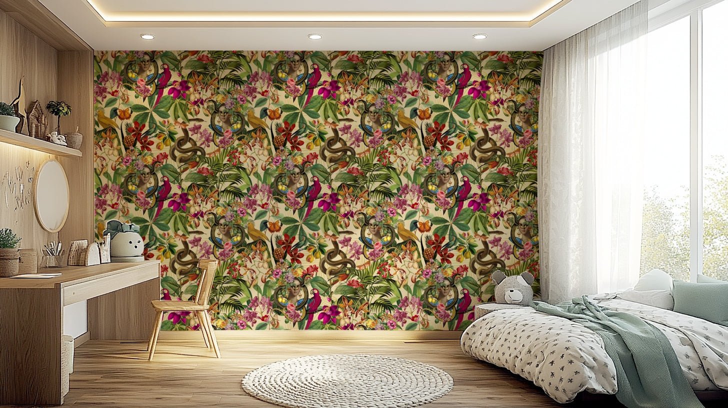 Artistic collage wallpaper with antique touch

