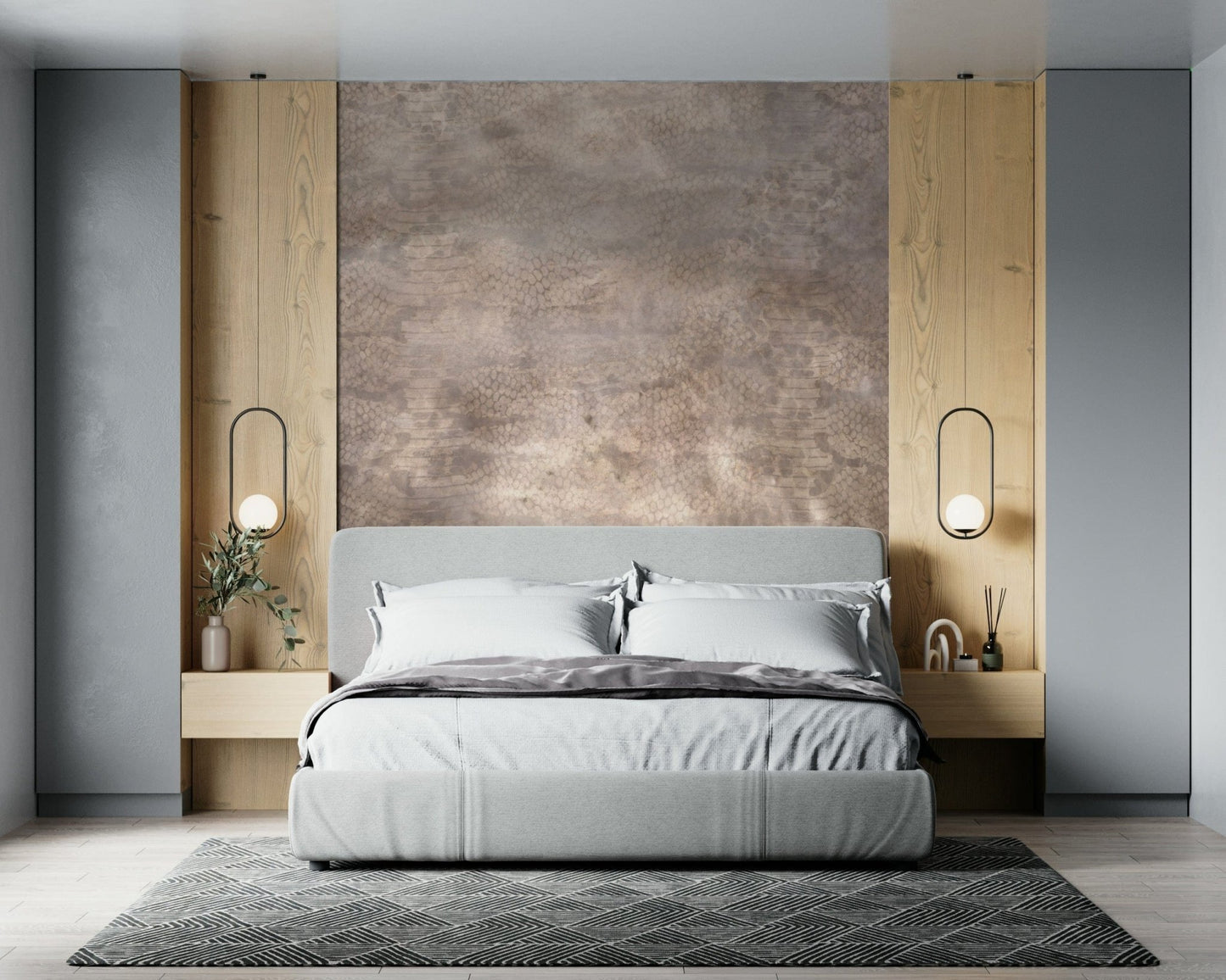 Snakeskin – Rose Gold Wall Mural — elegant metallic snake texture for modern interiors.