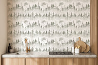 Tropical-inspired snowy forest wallpaper
