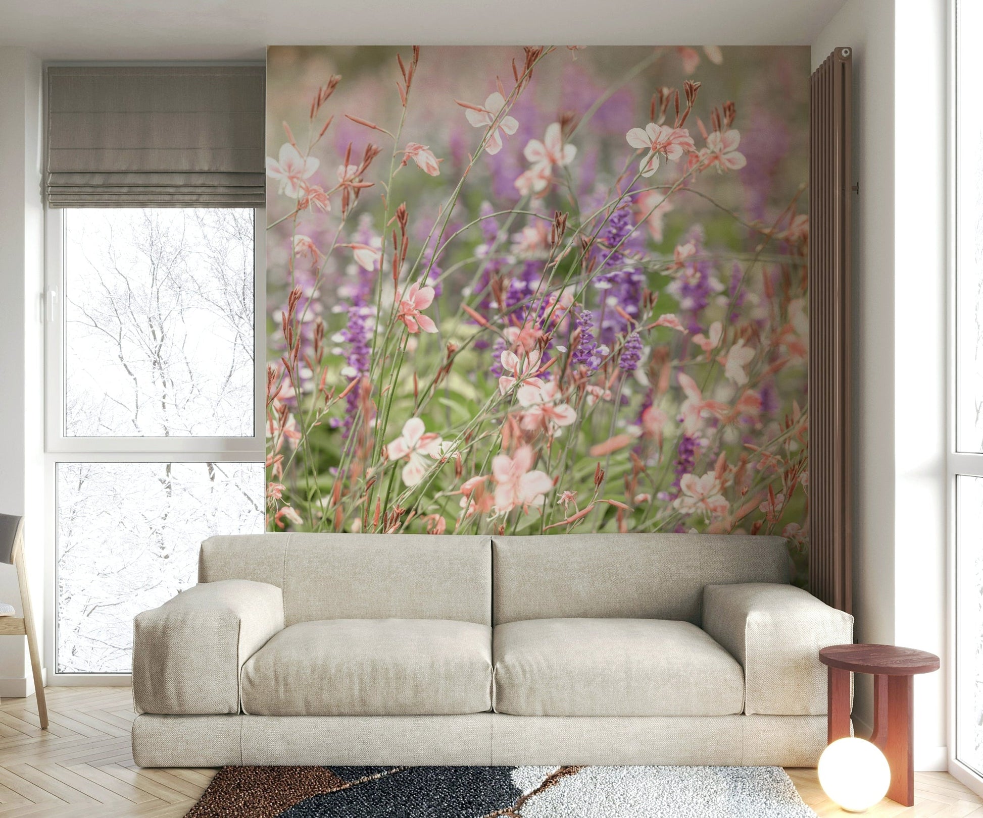 Delicate lavender field mural

