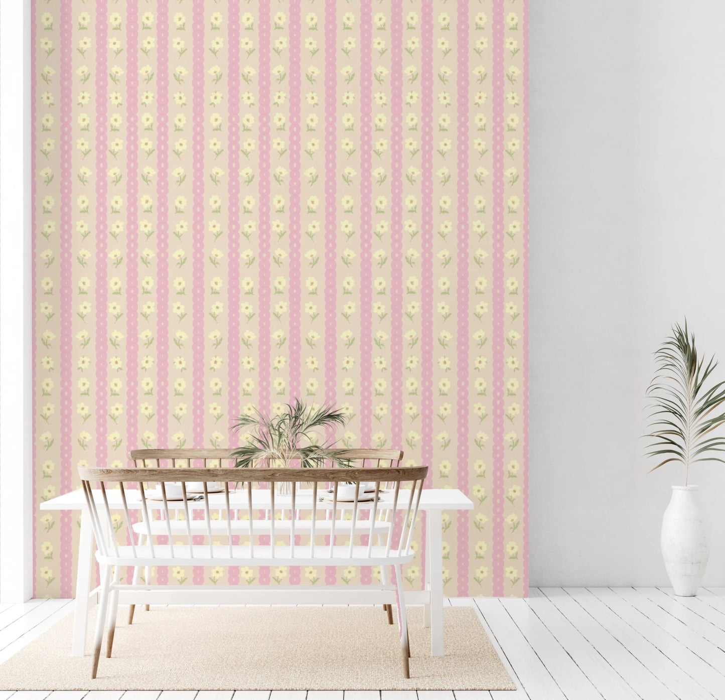 Soft Bloom Stripes Wallpaper⁠