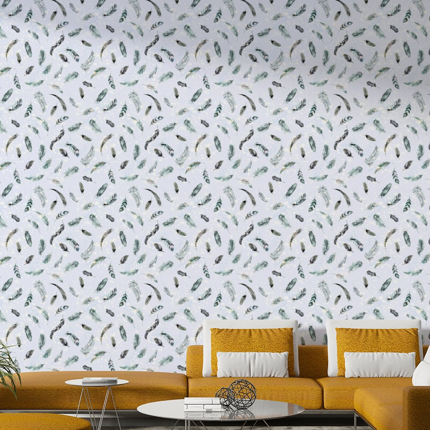 Minimalist feather design wallpaper for bedrooms

