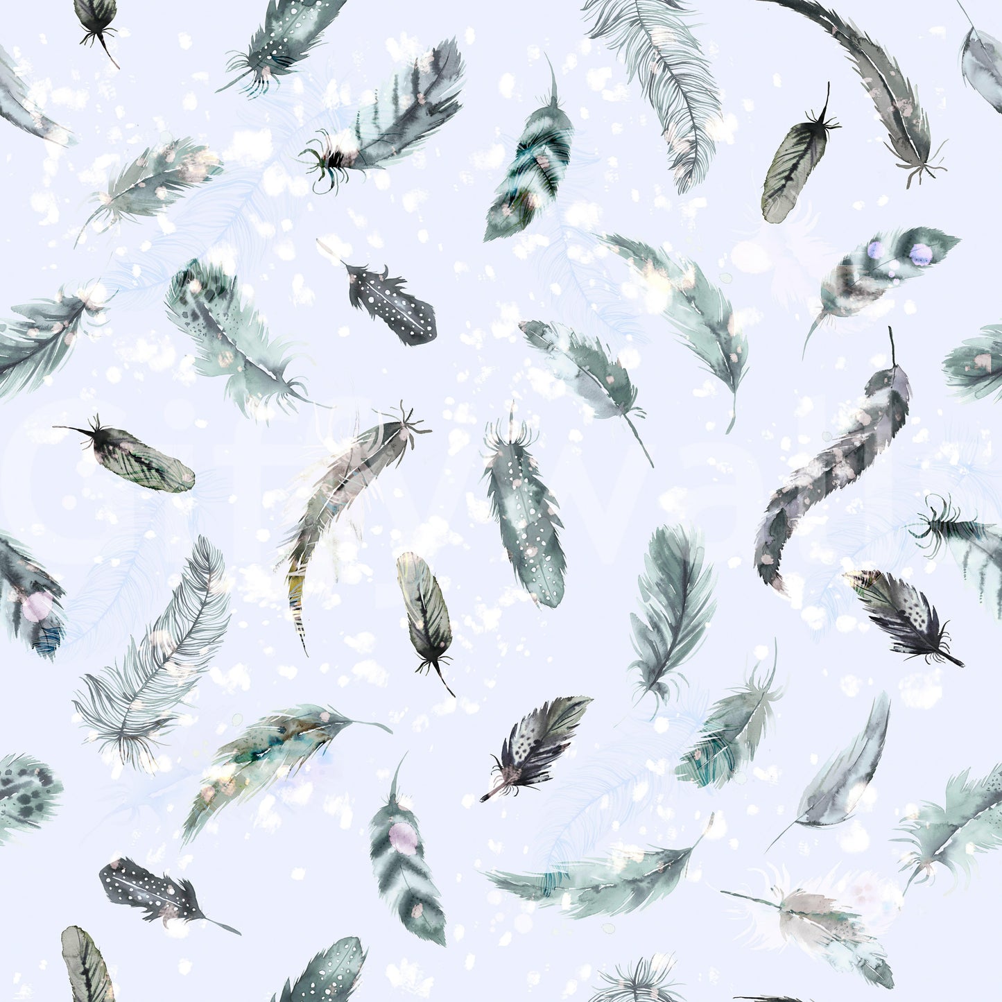 Delicate Feathers Soft Blue Wallpaper⁠