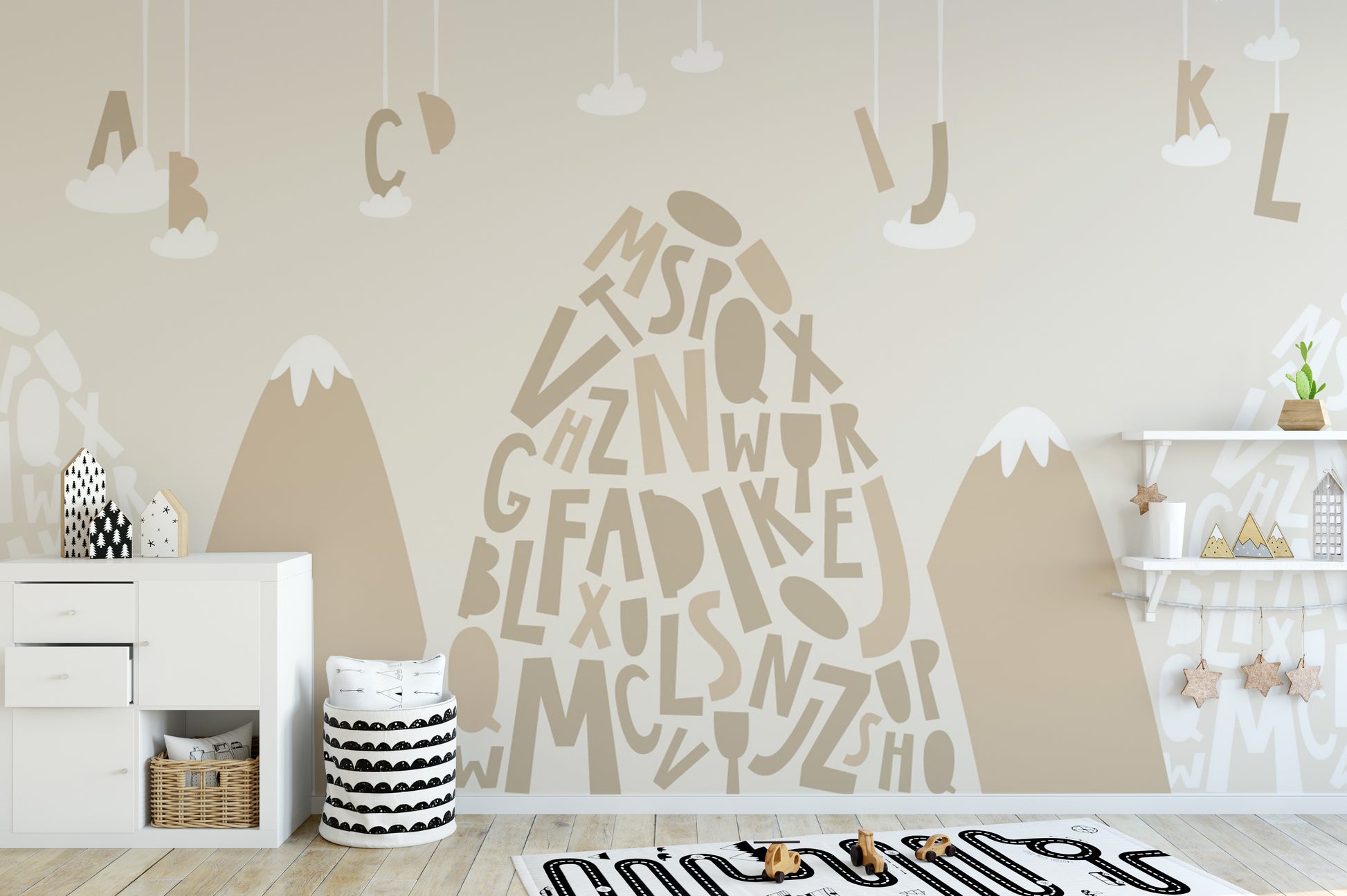 Soft Brown Color Alphabet Mountain Kids Wallpaper - Giffywalls