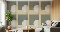 Modern abstract wall mural using soft contrast between light and dark tones for refined spaces.