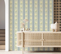 Soft Daisy Stripes Wallpaper⁠