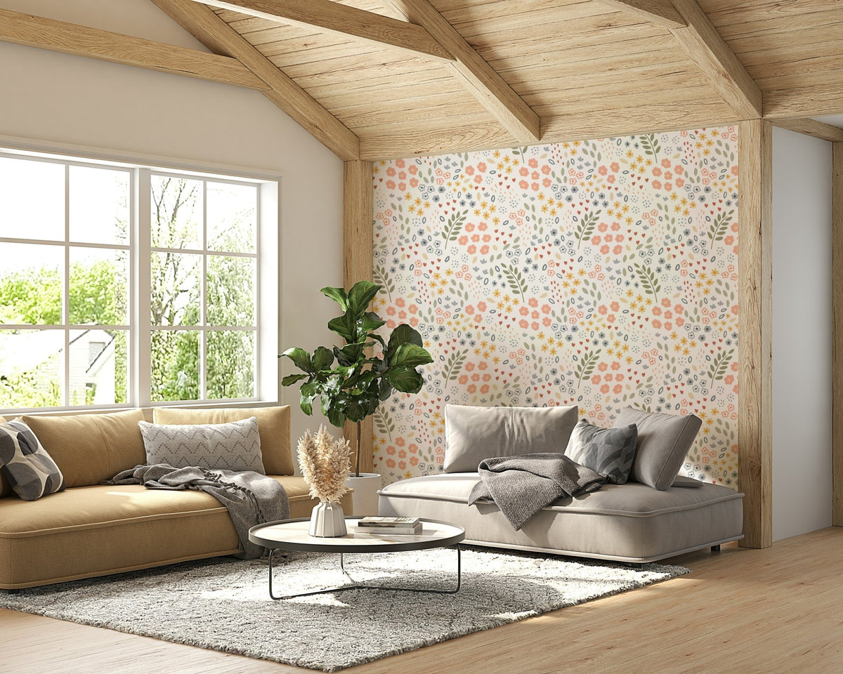 Floral wallpaper with soft tones for tranquil rooms.

