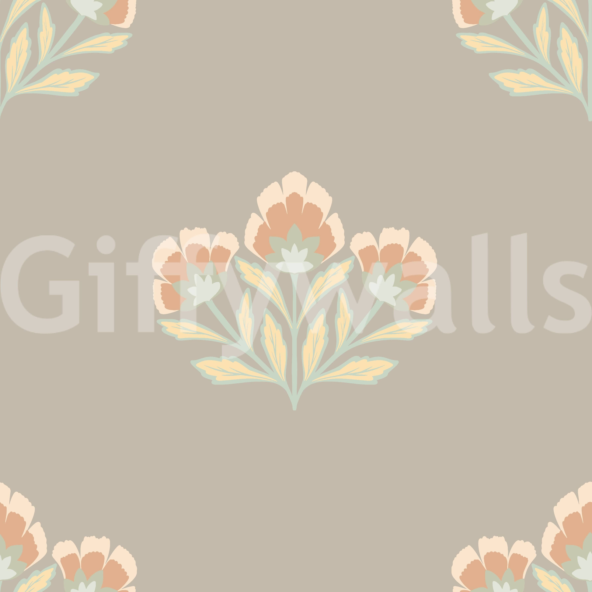 Seamless Serene Flora panorama mural, continuous floral beauty.