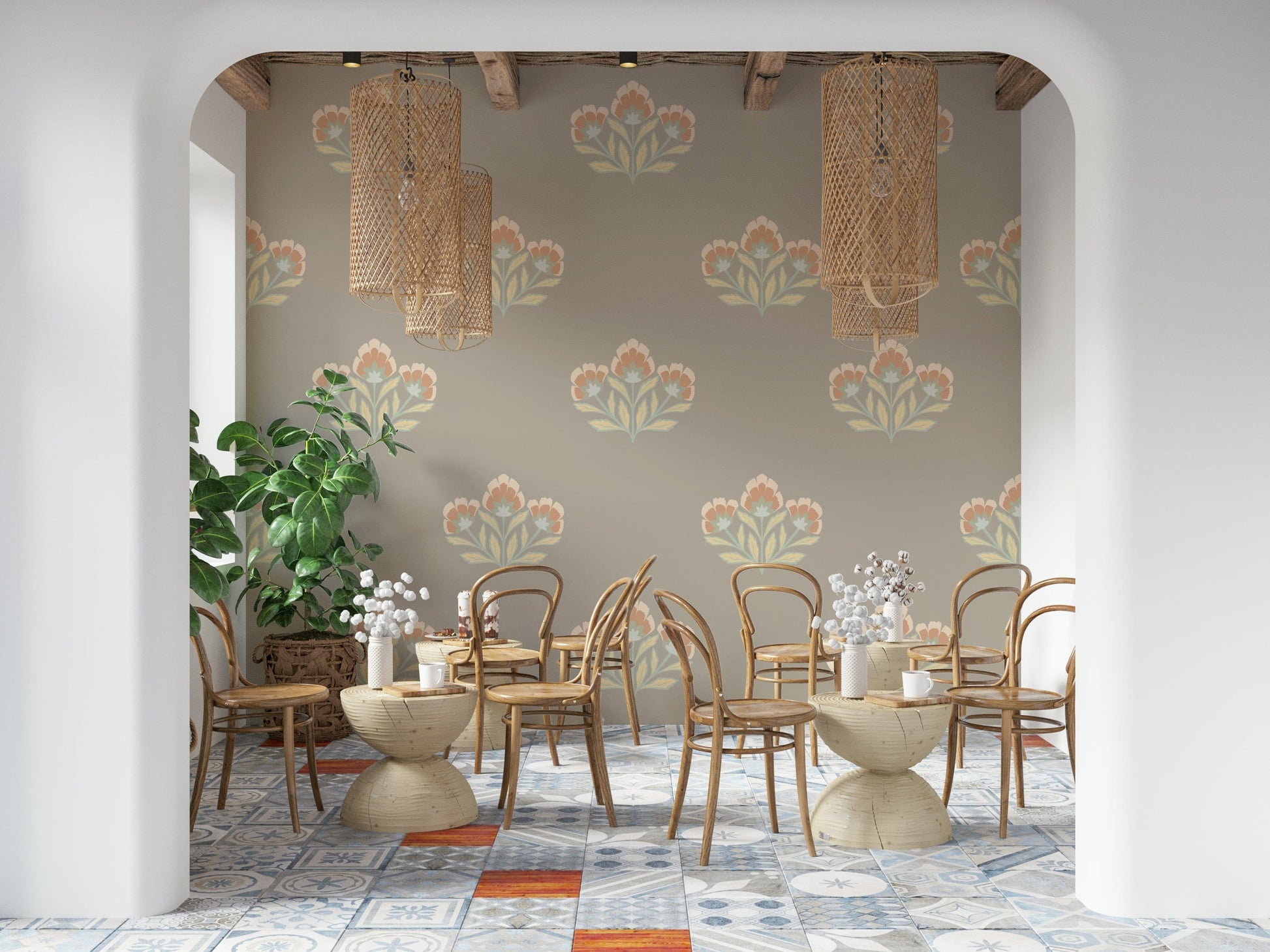 Authentic Serene Flora wall art, tranquil global inspiration.