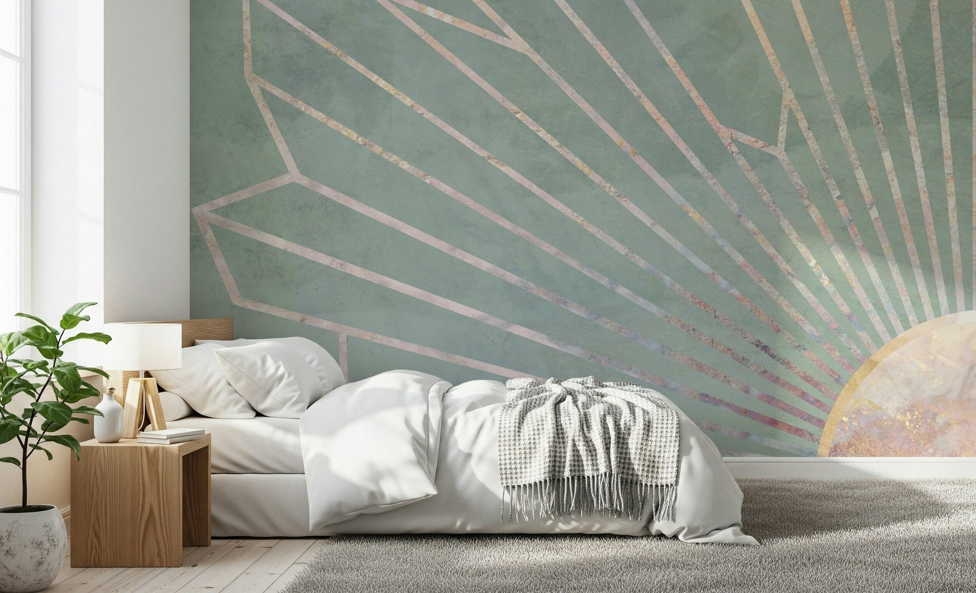 A beautiful modern art wall mural of soft shapes.