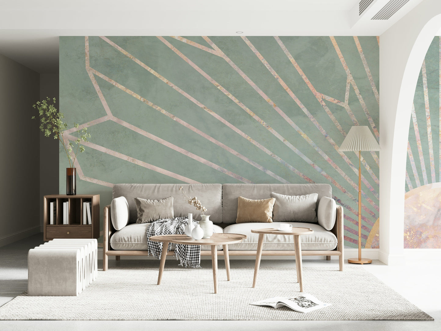 A contemplative gentle design wallpaper mural for a feature wall.