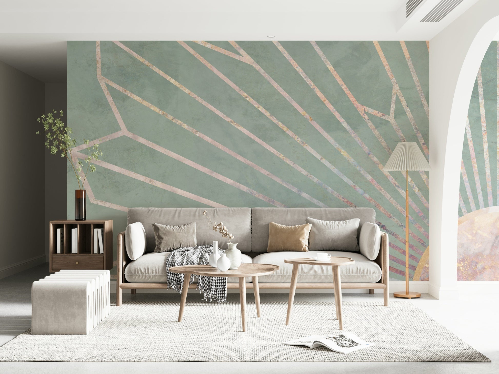 A contemplative gentle design wallpaper mural for a feature wall.