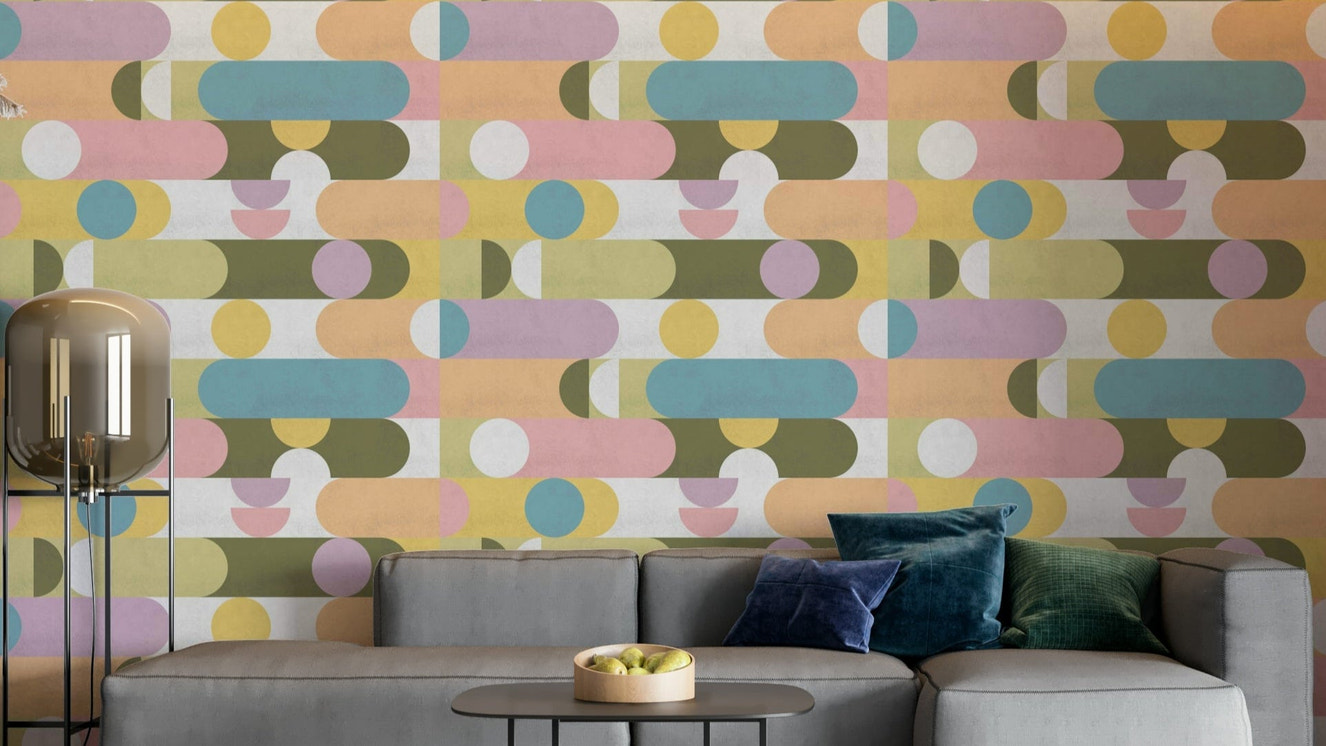 Soft Geometry Pastel Puzzle Wallpaper design

