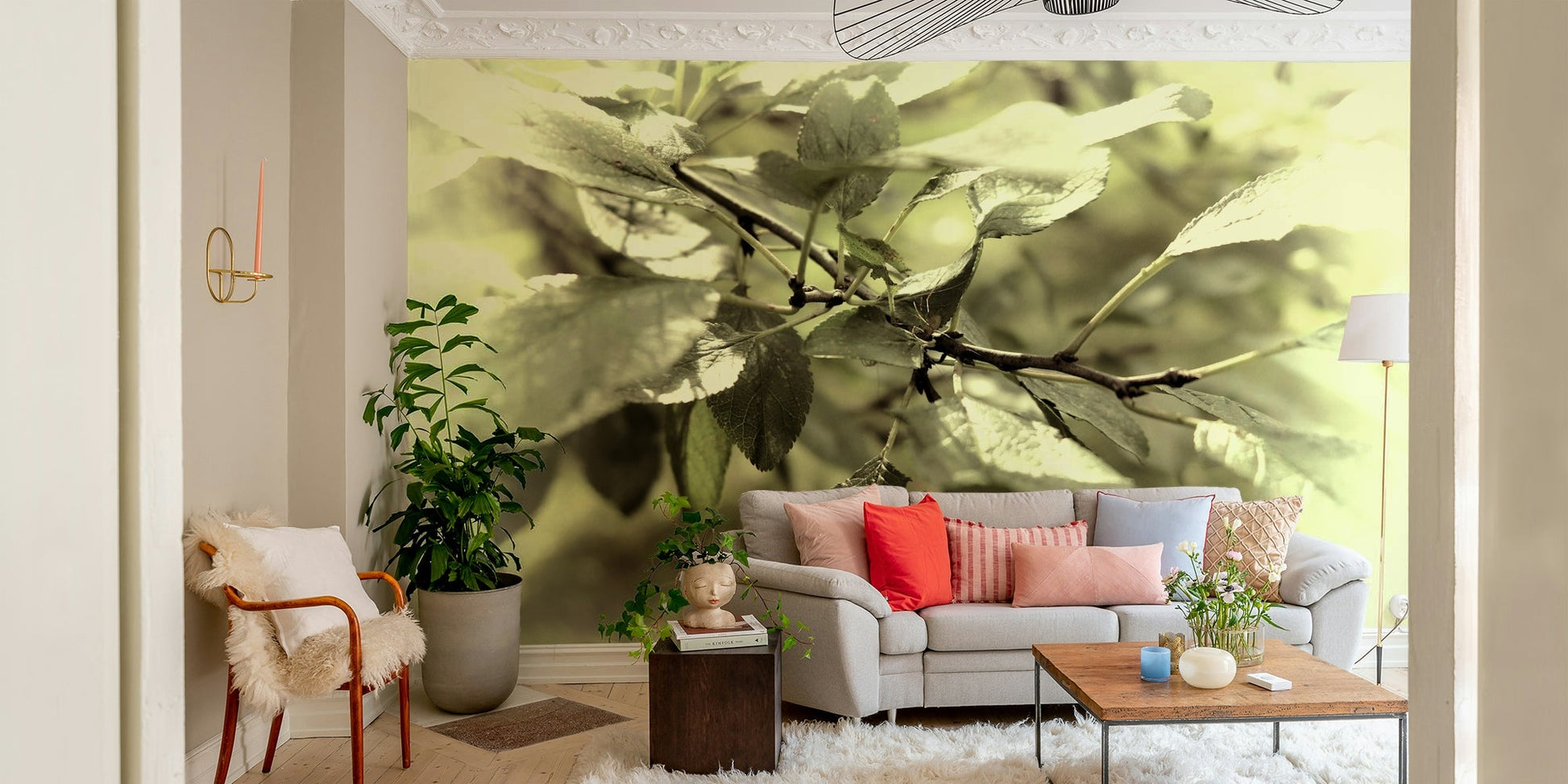 Green foliage wallpaper for walls
