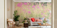 Light and airy floral wall mural with pastel hues

