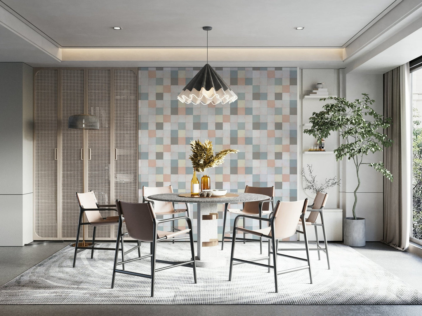 Soft Mosaic Tiles – Blue Mist Wallpaper⁠