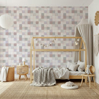 Soft Mosaic Tiles – Blush Beige-GreyBlue Wallpaper⁠
