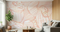 A calming abstract design wallpaper mural that defines a space.