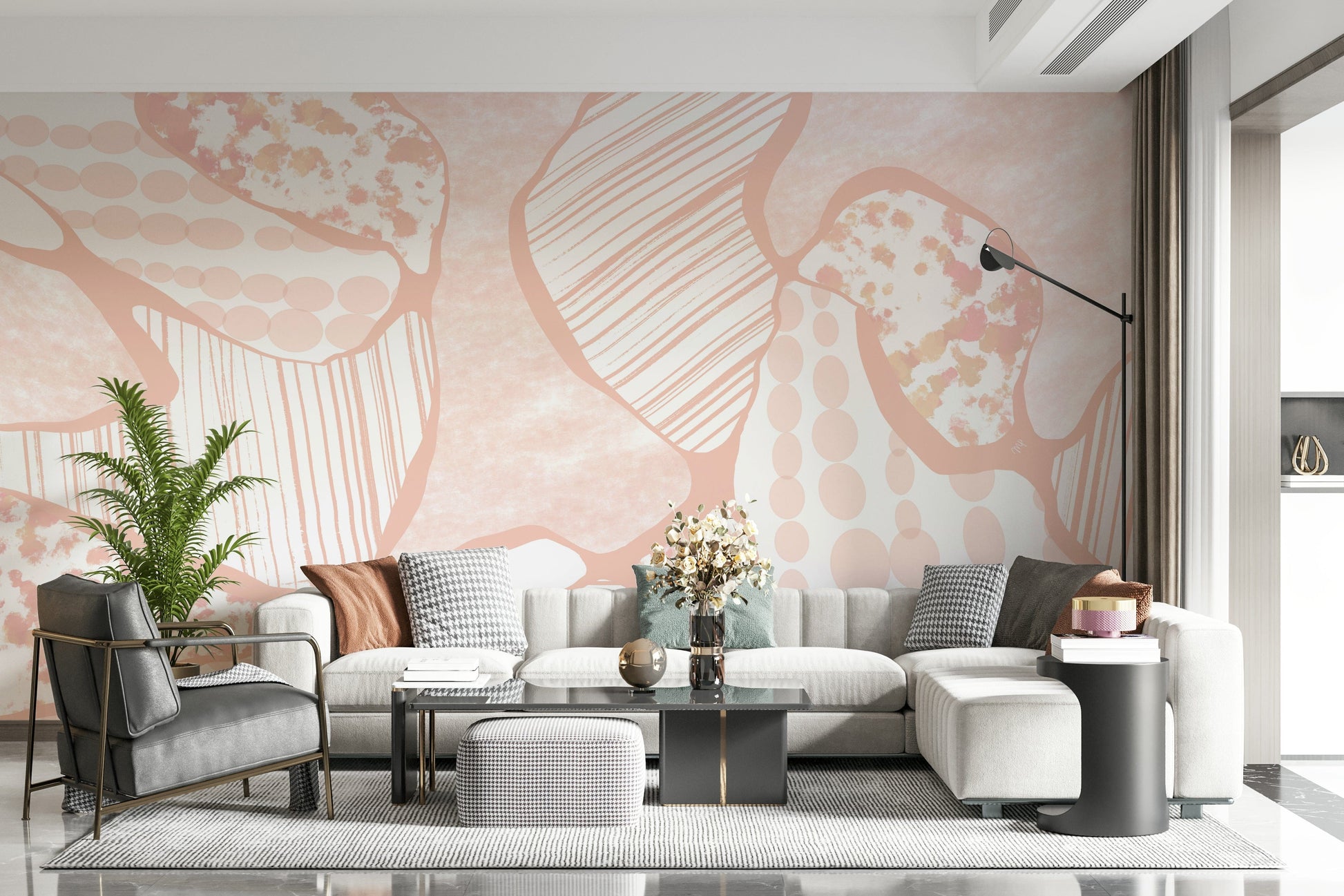 A serene subtle pattern wall mural for your decor.