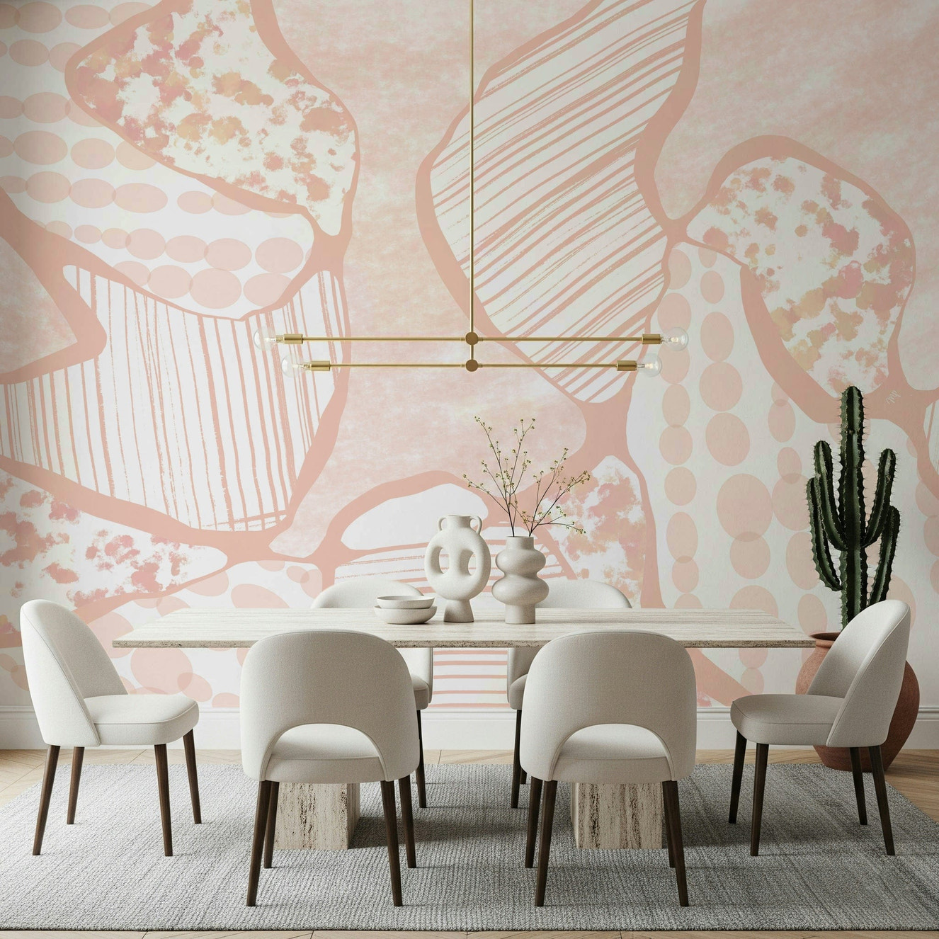 A beautiful soft sketch abstract wallpaper mural with gentle lines.