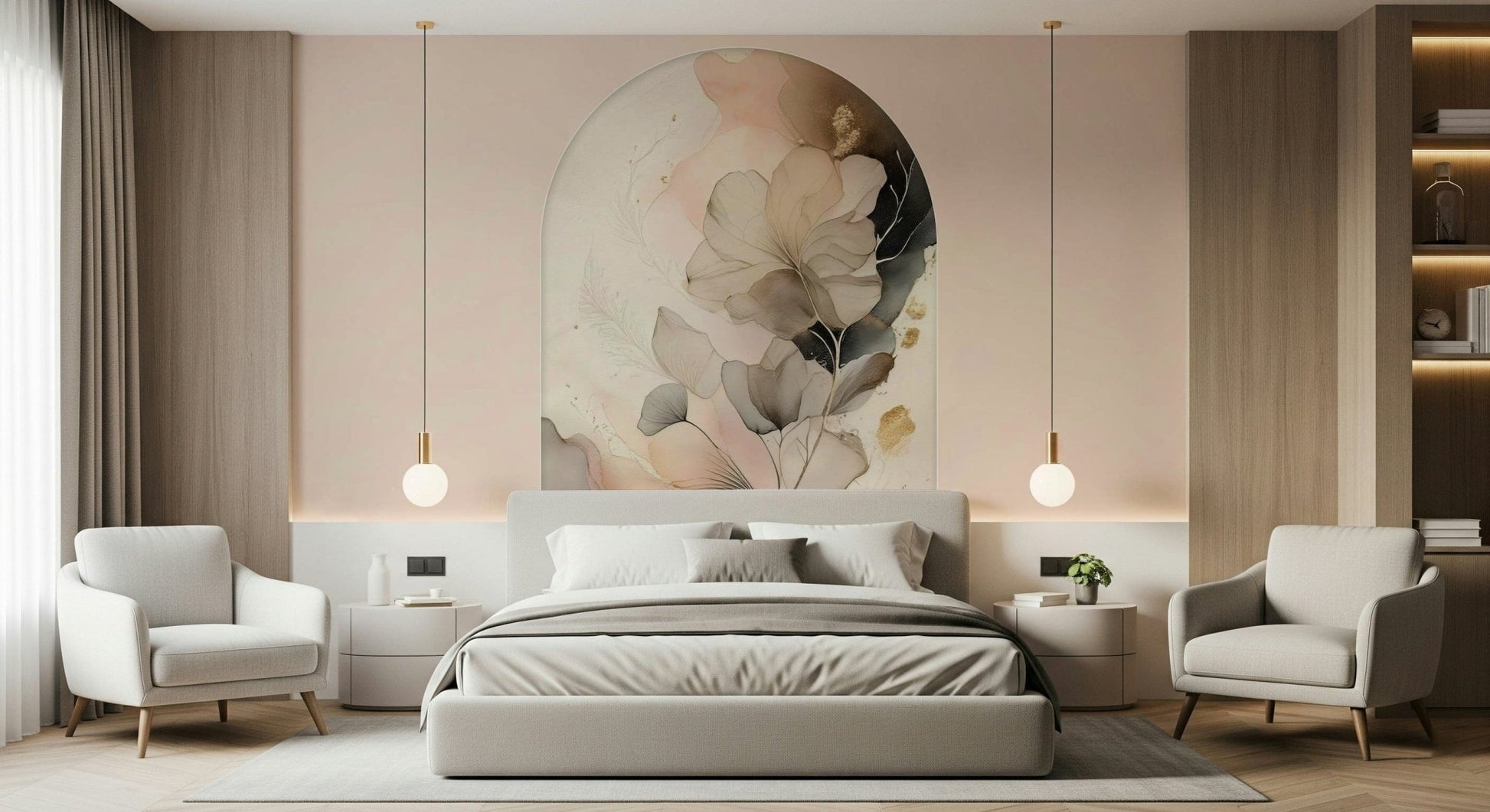 Soft Petal Serenity wall design blending watercolor florals and pastel hues for an elegant touch.