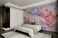 Soft Pink Blossoms Photography | Delicate Spring Floral Art | Serene Nature Decor Wall Mural