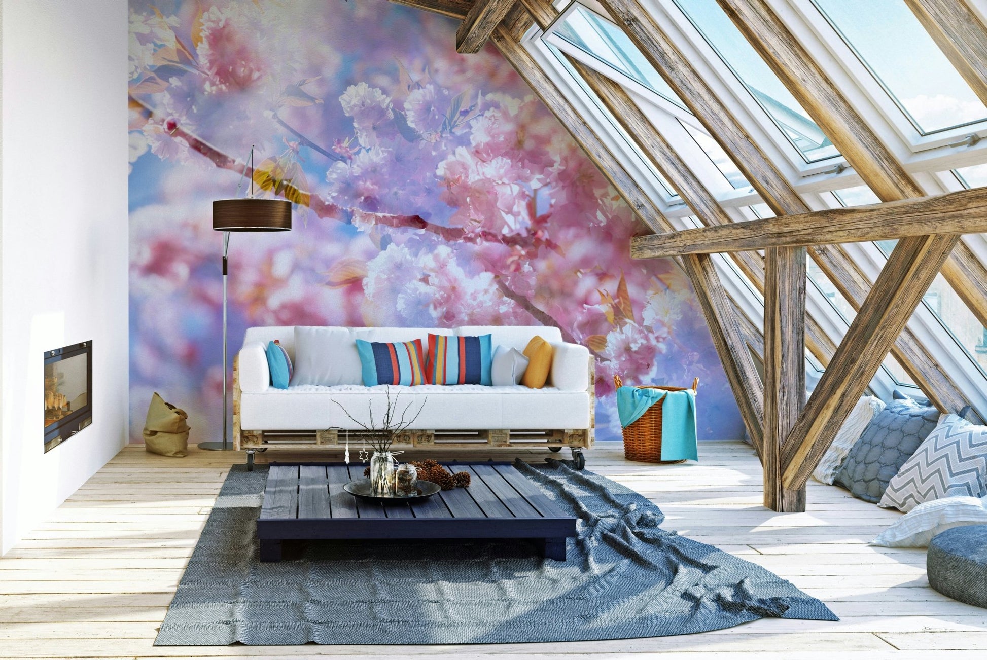 Soft Pink Blossoms Photography | Delicate Spring Floral Art | Serene Nature Decor Wall Mural