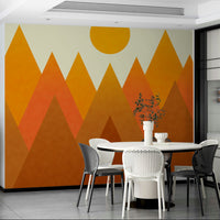 Serene pink mountain wallpaper – pastel feature wall