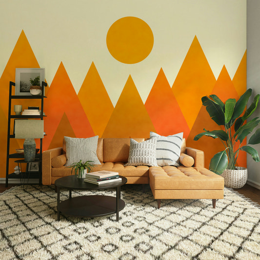 Vintage candy mountains in soft hues – nursery wallpaper