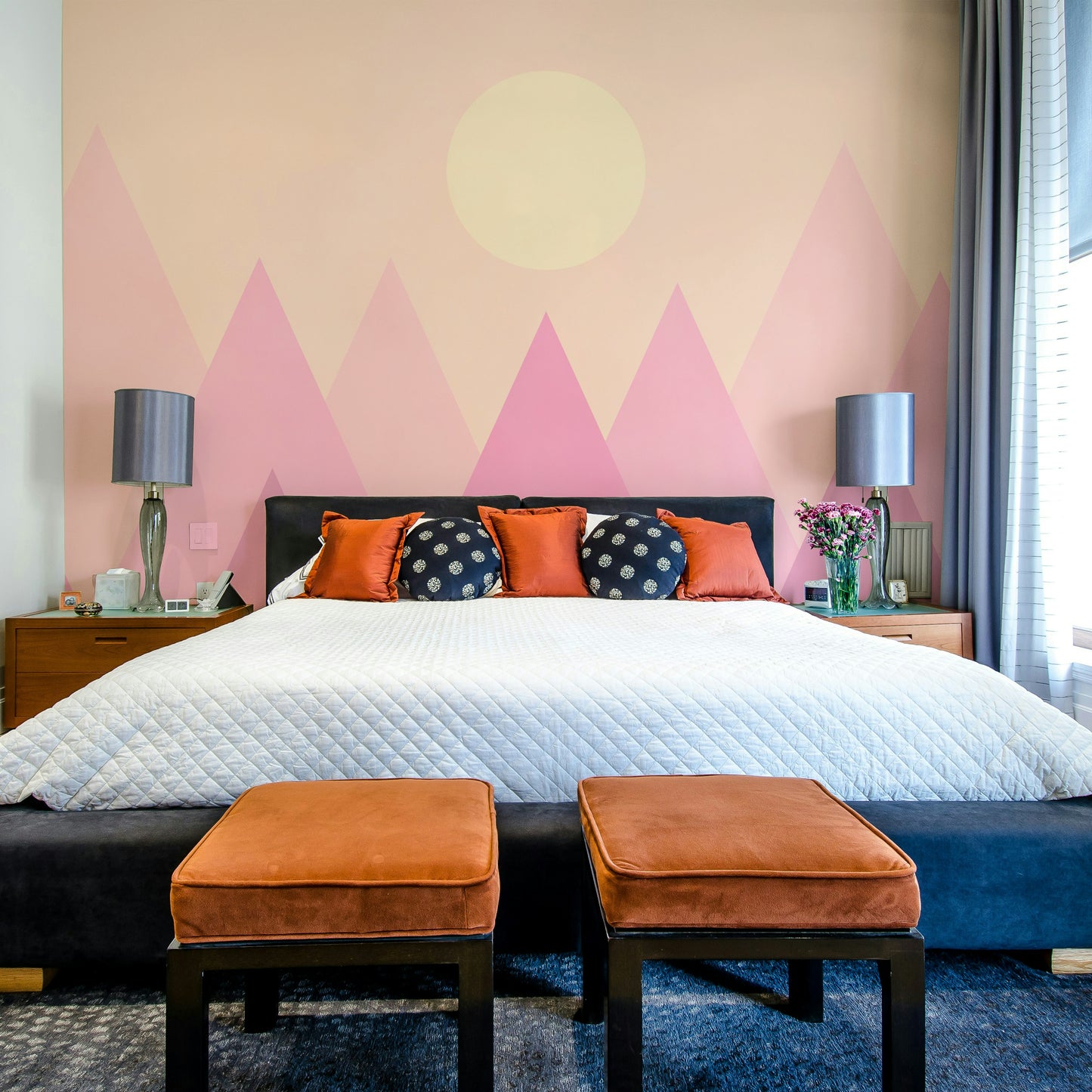 Soft Pink Candy Mountains Wallpaper – Dreamy Nature Mural
