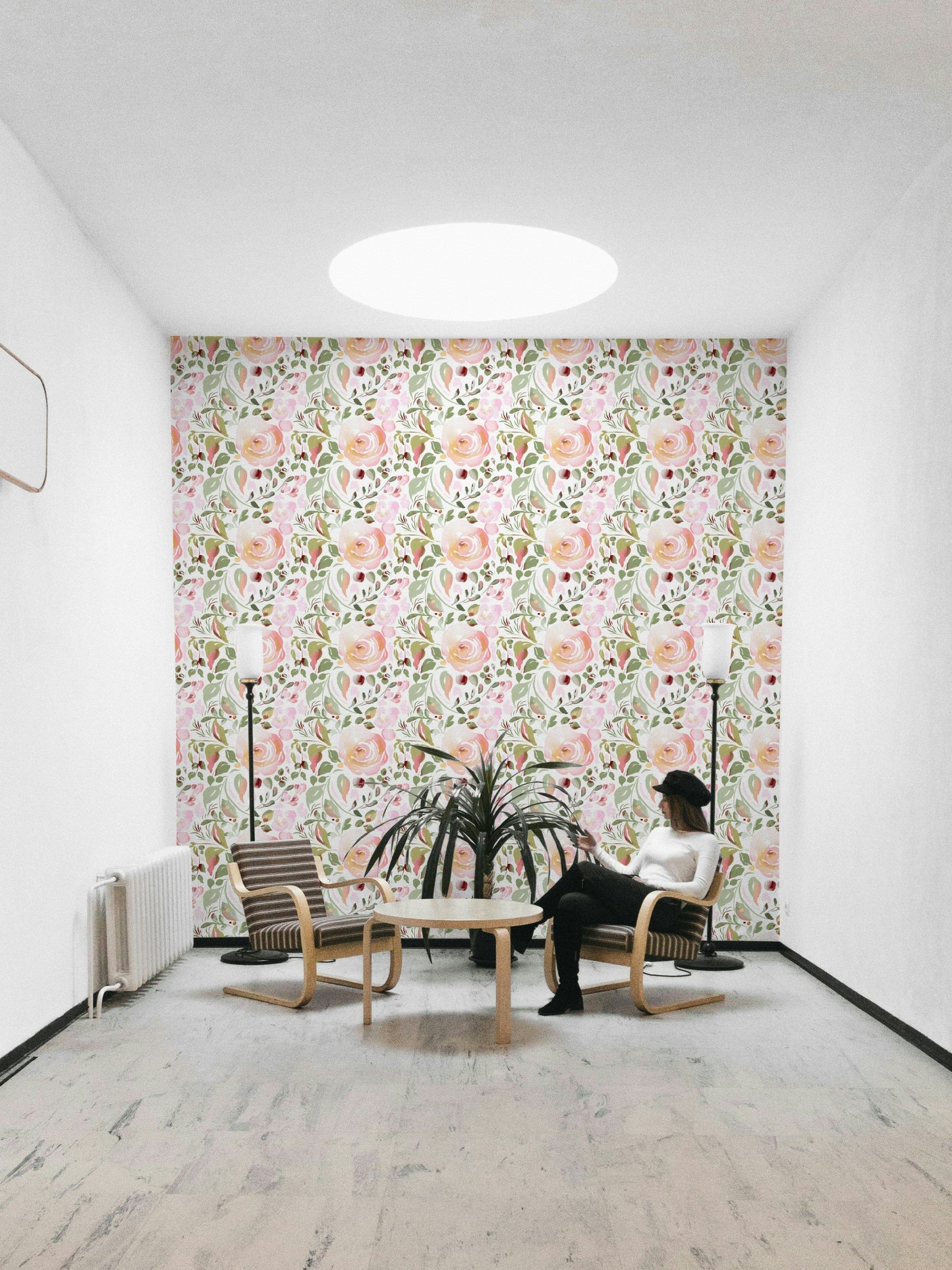A beautiful painterly floral wallpaper mural for an elegant home.

