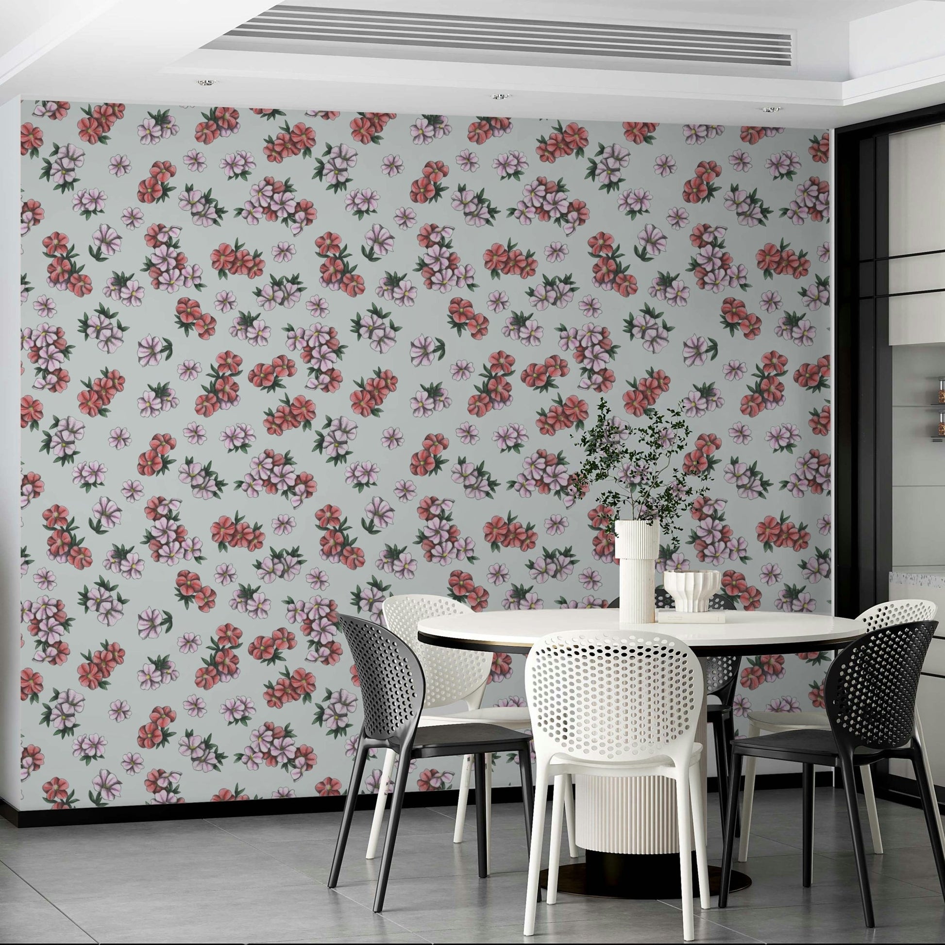 Pastel floral wall mural design

