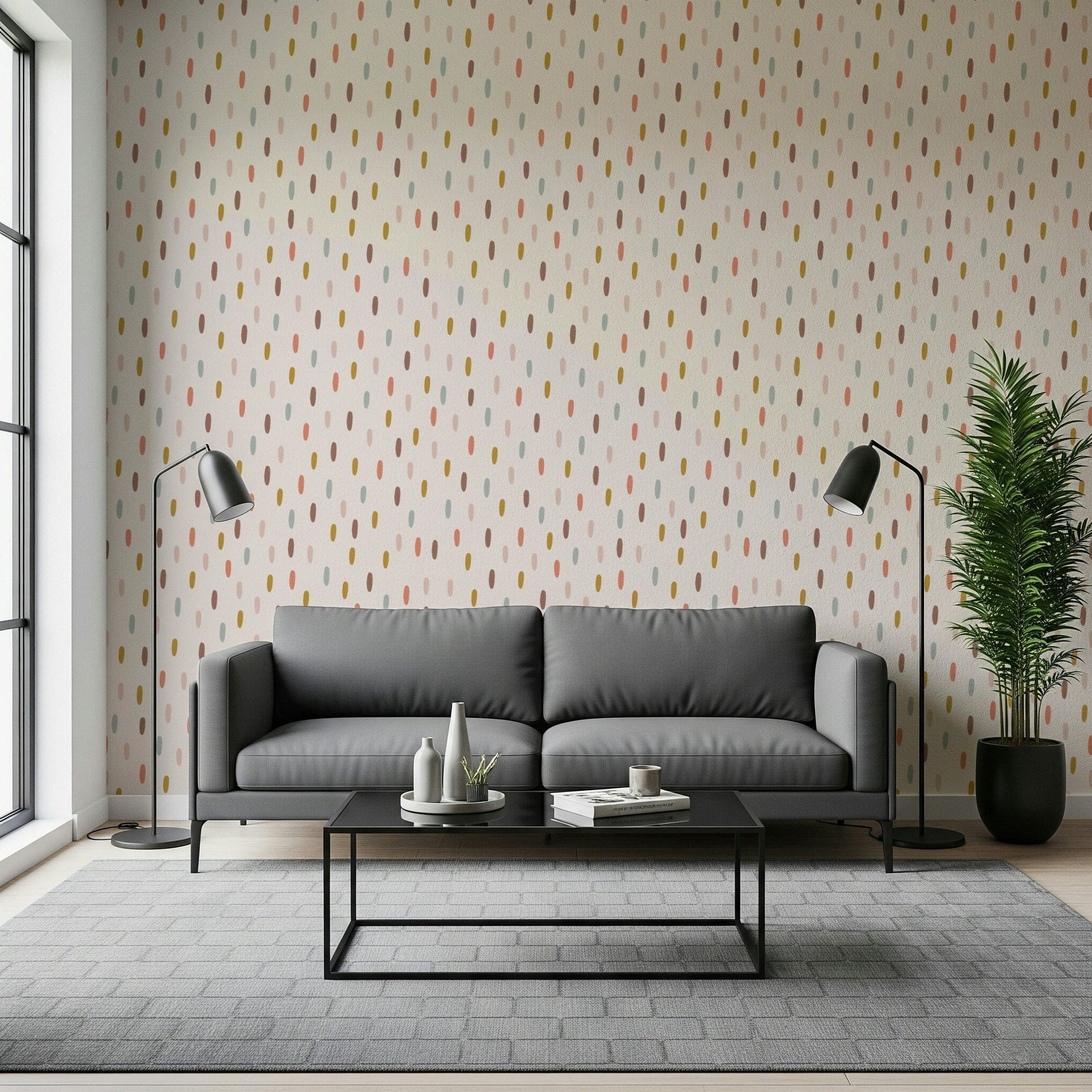 Minimal abstract strokes mural with subtle, soothing textures.