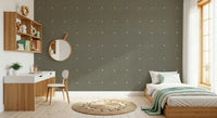 Subtle dot square motif wall mural taupe shade.