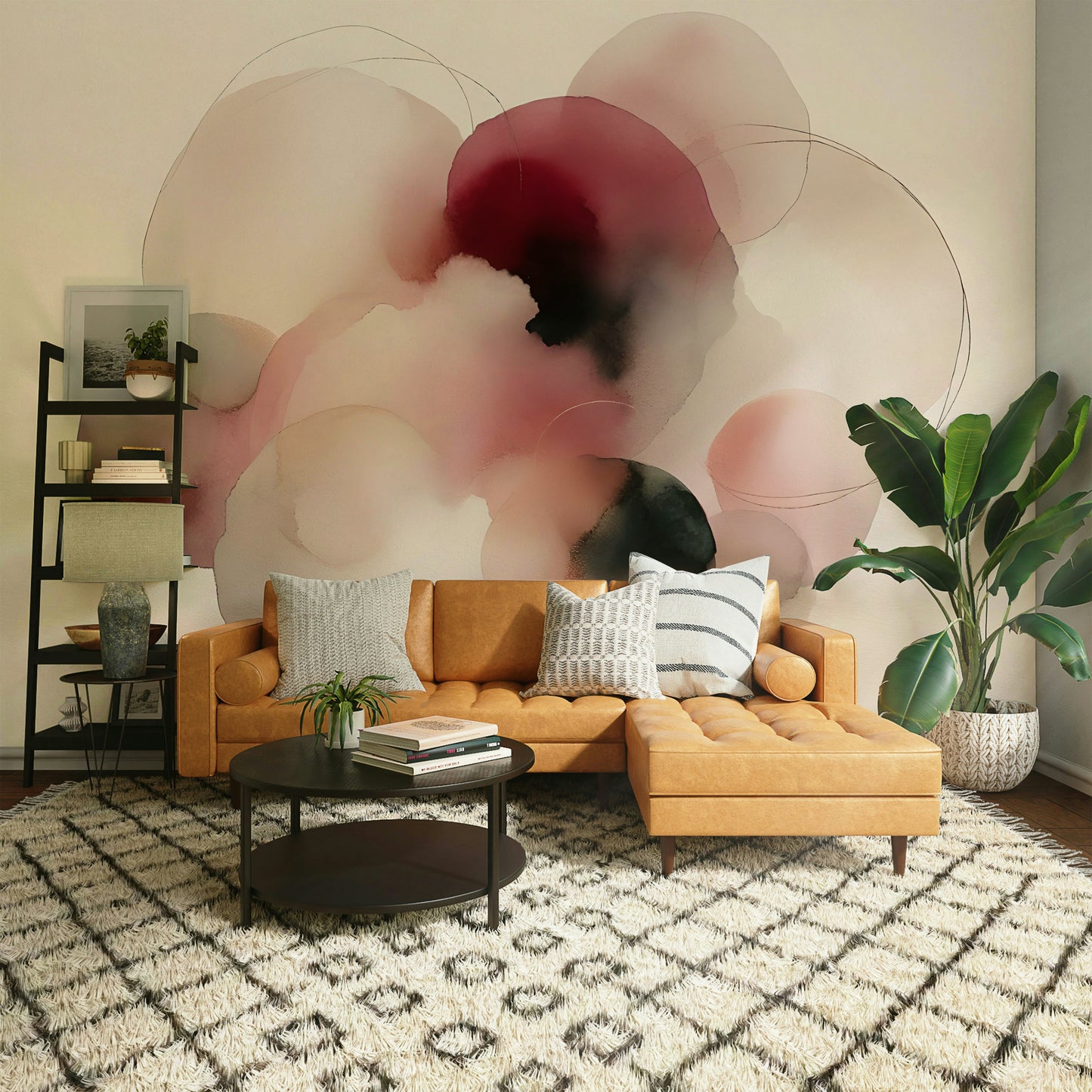 High quality peel and stick wallpaper with an artistic liquid pattern for interiors.