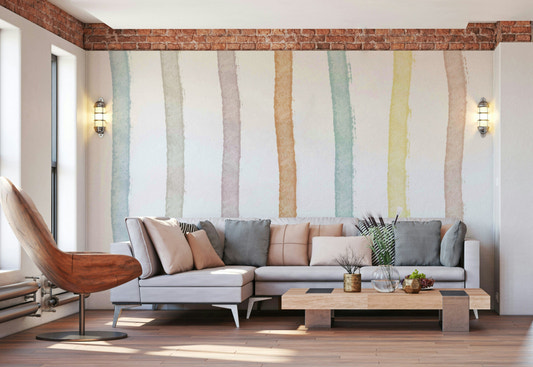A calming abstract design wallpaper mural that defines a space.

