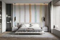 A beautiful vertical watercolor wallpaper mural with abstract strokes.

