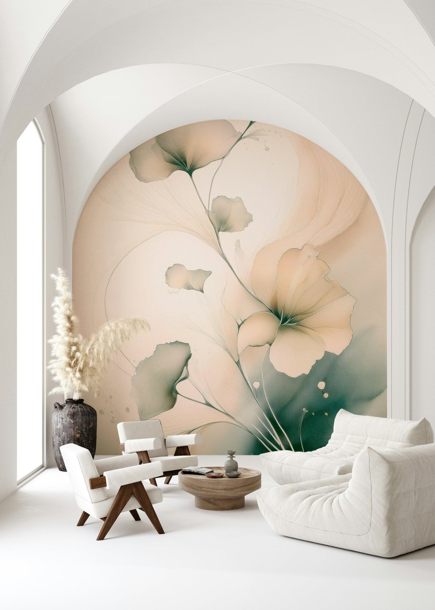 Elegant floral mural inspired by nature’s gentle beauty in soft, harmonious pastel shades.