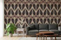 Dramatic Coffee peel and stick wallpaper showcasing fluid patterns.