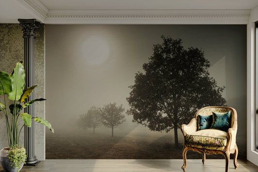 Solitary Sentinel Wall Mural with a lone tree in the landscape.

