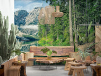 Scenic South Tyrol mountain wallpaper with quiet forest, lake, and natural light