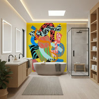 An artistic modern color mural for home decor.

