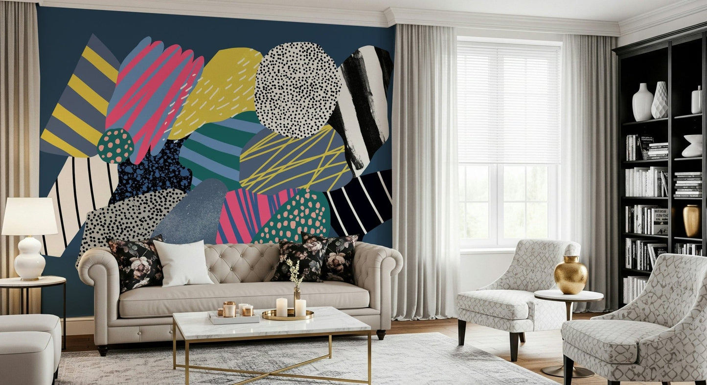 Interstellar Spaceship Wall Mural – Dramatic mural depicting a spaceship flying through a star-studded galaxy.