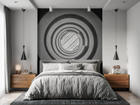 Create an artistic feature wall in your bedroom with this modern spiral ascent wall mural.